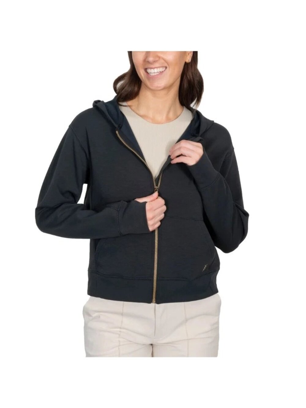 Rhone DreamGlow Full Zip Hoodie Black Heather Size S GoldFusion Anti-Odor Tech